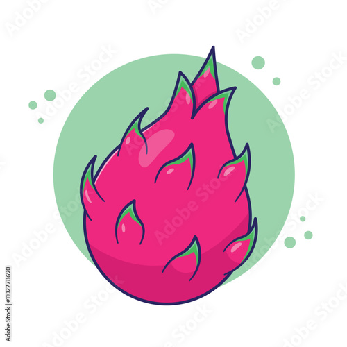 Tropical exotic dragon fruit cartoon illustration vector. Summer fresh and juicy fruits from tropical country