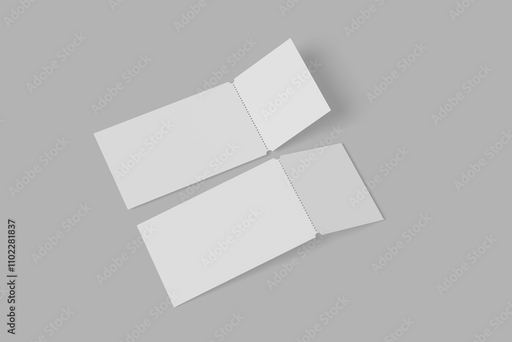 Blank ticket for mockup design or presentation. 3d render illustration Blank ticket for mockup design or presentation. 3d render illustration