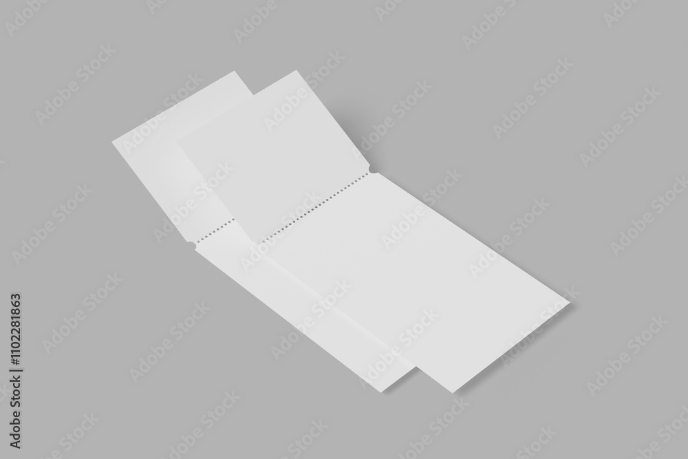 Blank ticket for mockup design or presentation. 3d render illustration Blank ticket for mockup design or presentation. 3d render illustration