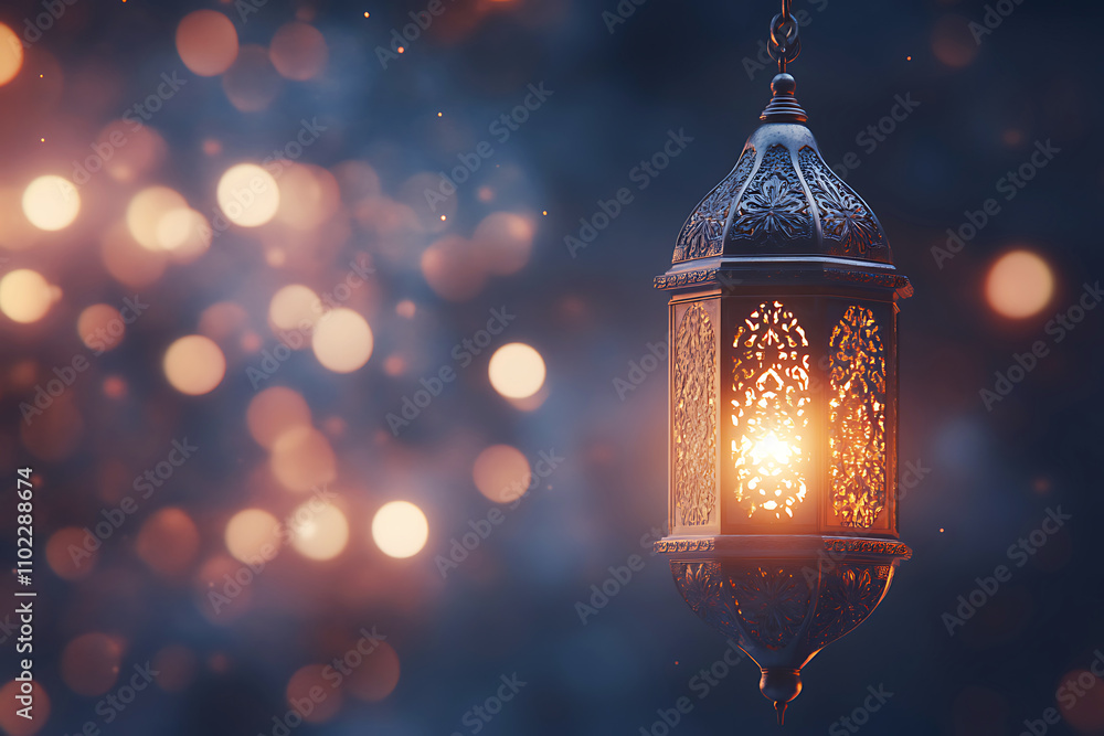 Islamic ramadan kareem celebration lantern with beautiful bokeh lights in the background. Islamic ramadan kareem celebration lantern with beautiful bokeh lights in the background.