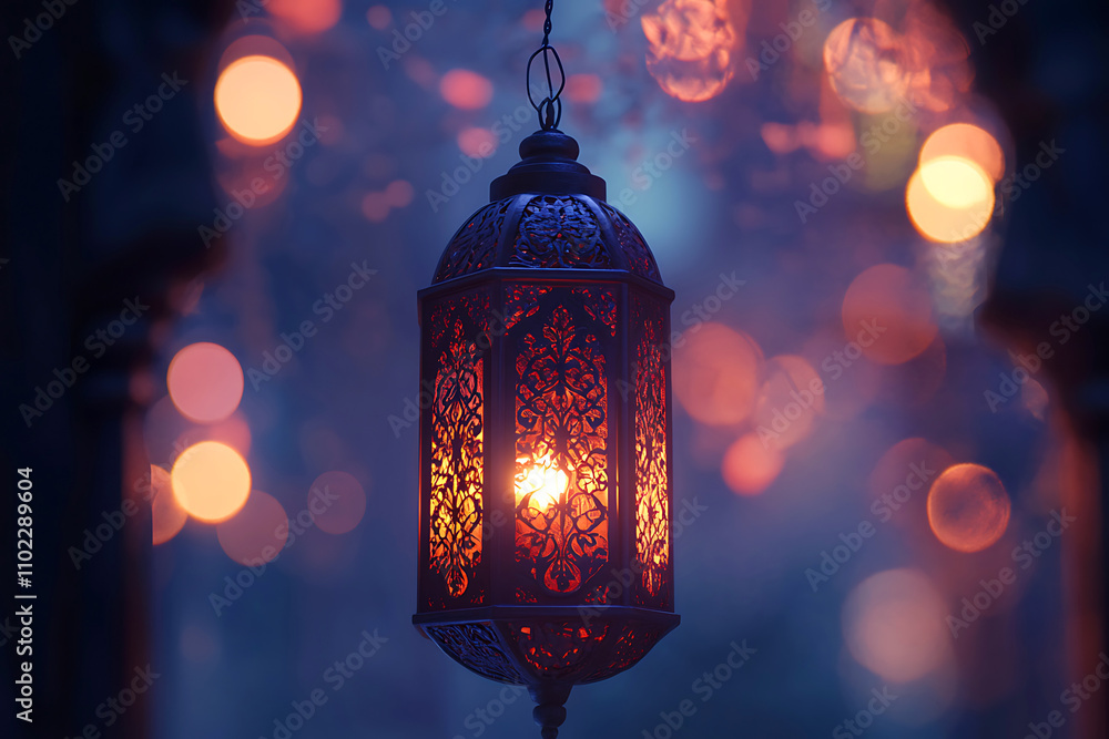 Islamic ramadan kareem celebration lantern with beautiful bokeh lights in the background. Islamic ramadan kareem celebration lantern with beautiful bokeh lights in the background.