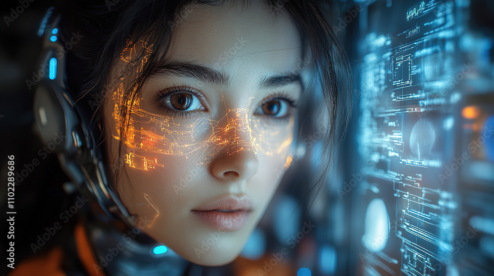 Advanced technology integrates with human emotions in a futuristic setting during the night. Generative AI Advanced technology integrates with human emotions in a futuristic setting during the night. Generative AI