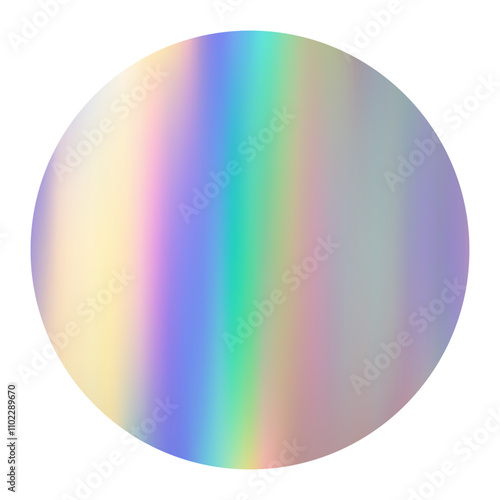 Сolorful neon sticker, blank template, label with holographic effect isolated on transparent background. Shiny rainbow round emblem. Mockup for shopping icon. Gradient hologram. Vector EPS10	