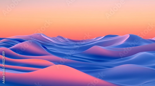 Modern abstract desktop wallpaper featuring a gradient nature landscape with a colorful sunset sky.