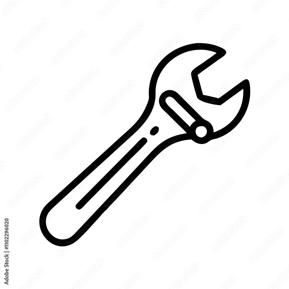 Adjustable wrench icon for industrial use Adjustable wrench icon for industrial use