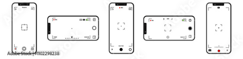 Modern phone camera app design for photography and video shooting with customizable frame, timer, and a sleek interface for user convenience.