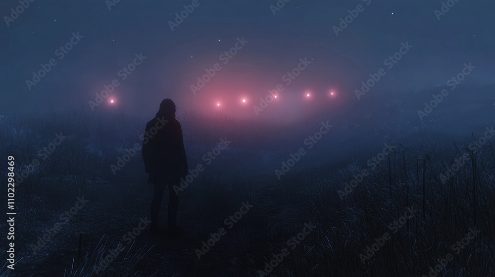 Fototapeta premium Mysterious Encounter under the Starry Night Sky
