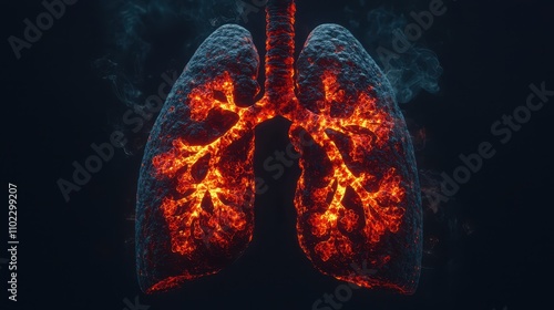 Wallpaper Mural Glowing Human Lungs with Inflamed Areas and Traces of Activity Depicted in Stunning Detail Against a Dark Background Torontodigital.ca