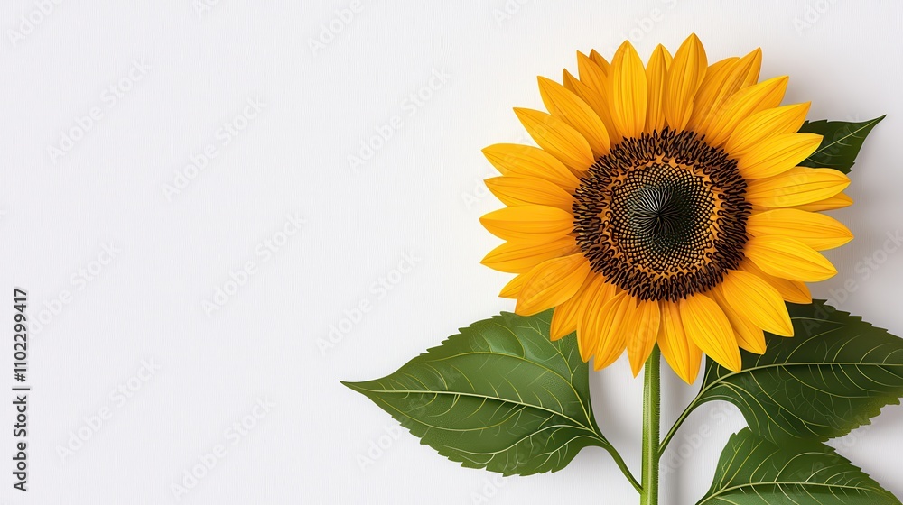 Fototapeta premium Vibrant Sunflower Against Clean White Background for Fresh Look