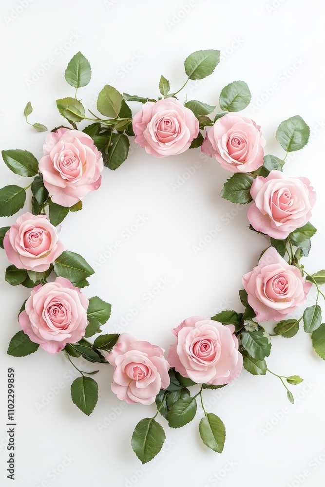 Wreath of roses on a white background. Selective focus Wreath of roses on a white background. Selective focus