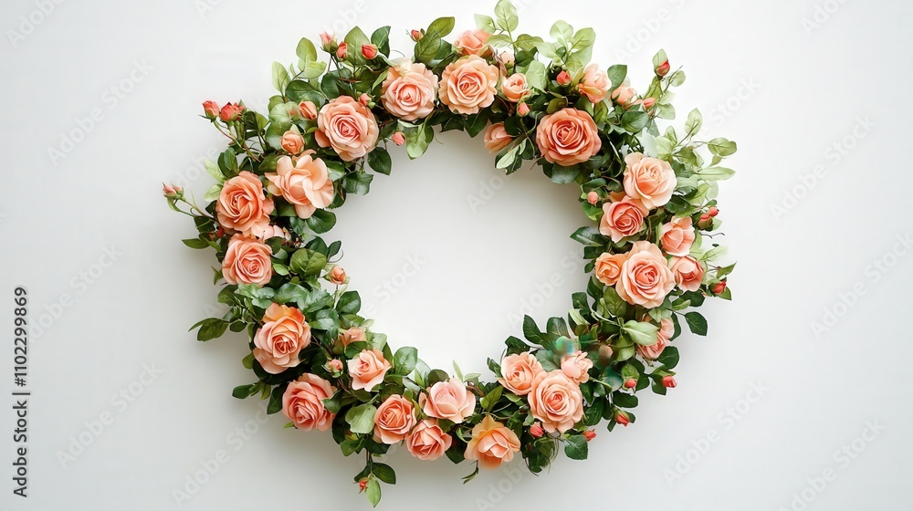 Wreath of roses on a white background. Selective focus Wreath of roses on a white background. Selective focus