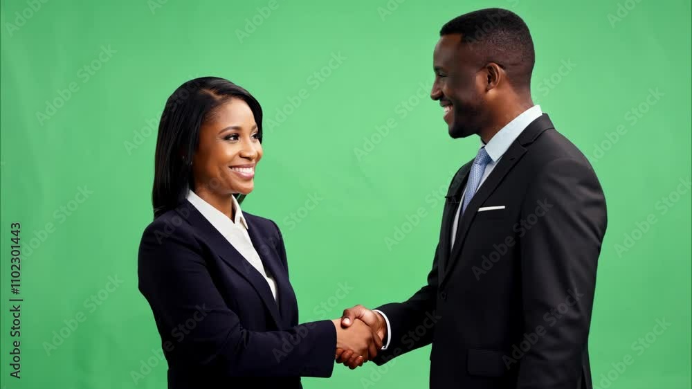 Business partnership: professional handshake gesture animation on green screen Business partnership: professional handshake gesture animation on green screen