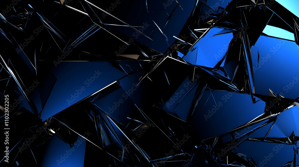 Modern abstract background with sharp black lines and geometric shapes, dark blue gradient, and metallic surface reflections Modern abstract background with sharp black lines and geometric shapes, dark blue gradient, and metallic surface reflections