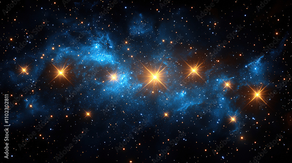 Cosmic night sky illuminated by distant stars and vibrant nebulae from an unknown galaxy. Generative AI Cosmic night sky illuminated by distant stars and vibrant nebulae from an unknown galaxy. Generative AI