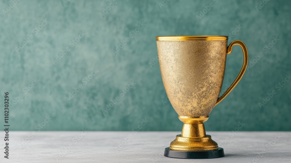 Elegant Gold Trophy on Simple Background for Achievement Recognition Elegant Gold Trophy on Simple Background for Achievement Recognition