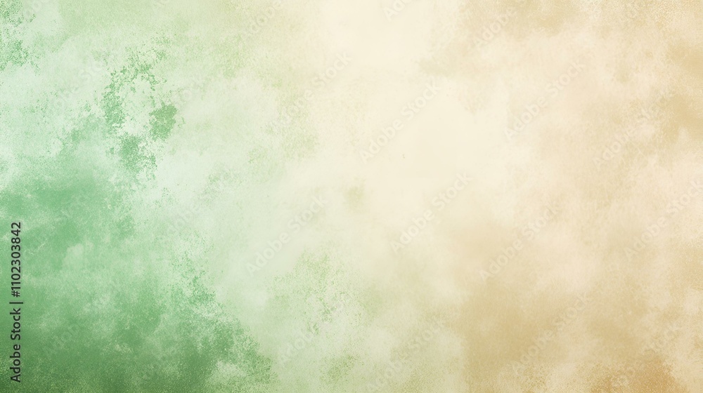 Obraz premium Smooth grainy gradient background in soft beige and pastel green tones with noise texture, ideal for website headers and backdrops
