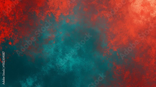 Teal and fiery red gradient background featuring a smooth neon color flow and subtle grainy textures, perfect for modern designs