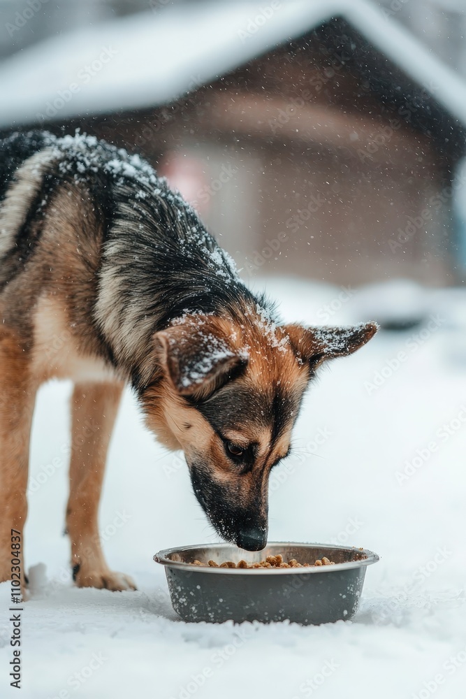 dog eating food. Selective focus dog eating food. Selective focus
