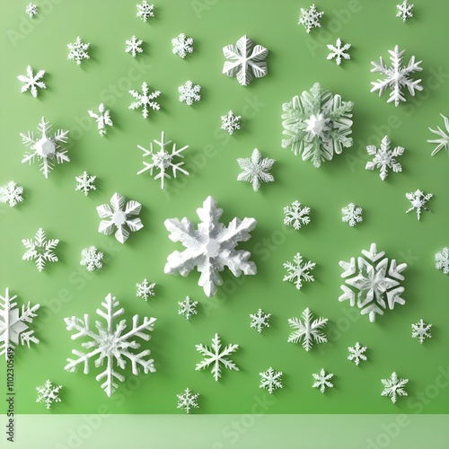 Wallpaper Mural Digital image of multiple snowflakes icons against green background Generative AI Torontodigital.ca