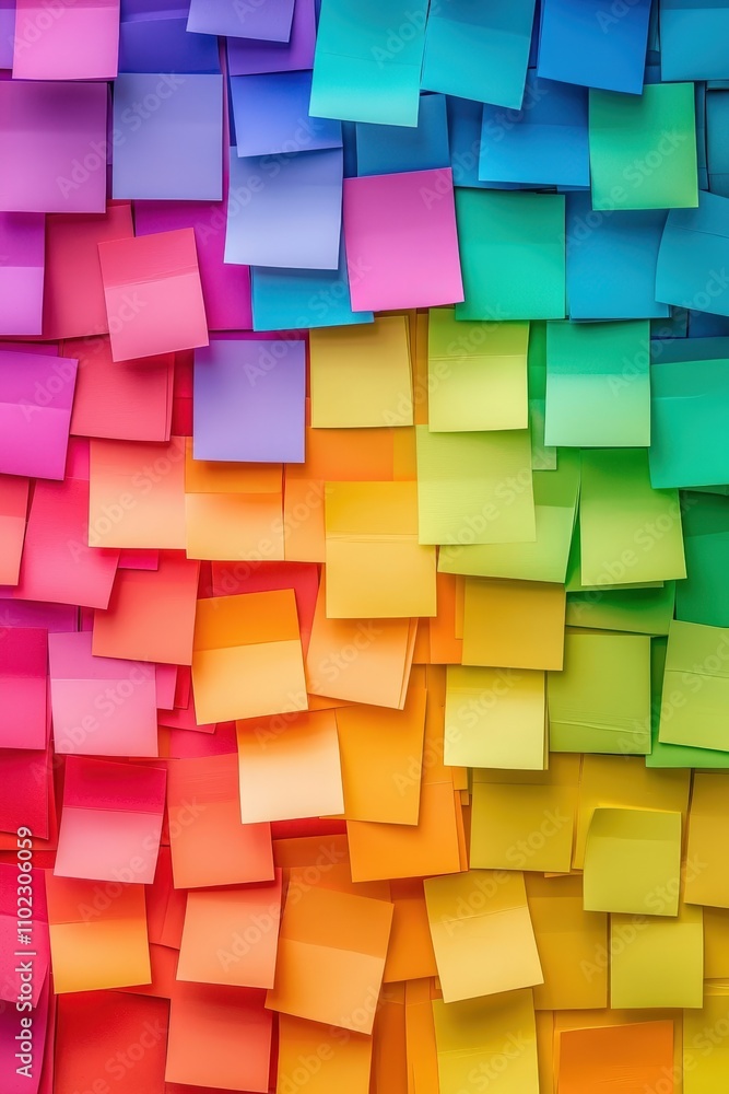 The entire wall is covered in colorful stickers. Selective focus The entire wall is covered in colorful stickers. Selective focus