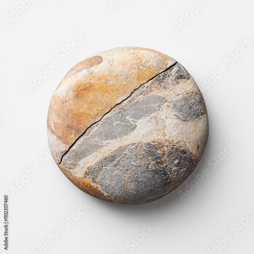 Natural Stone Decor Object with Unique Circular Shape Showcasing Earthy Tones and Textured Surface, Ideal for Modern Interiors and Artistic Displays