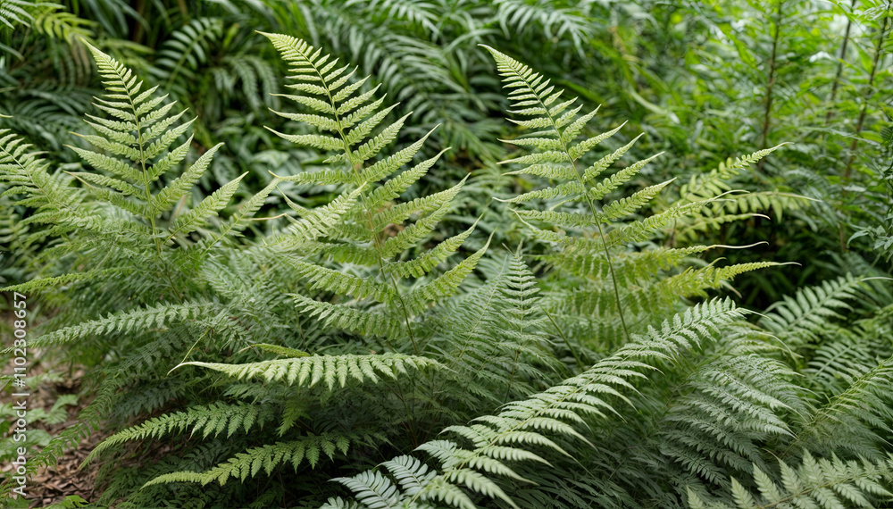 Ferns grow abundantly in a vibrant forest, surrounded by lush greenery under the warm sunlight. Their delicate fronds sway gently in the light breeze Ferns grow abundantly in a vibrant forest, surrounded by lush greenery under the warm sunlight. Their delicate fronds sway gently in the light breeze
