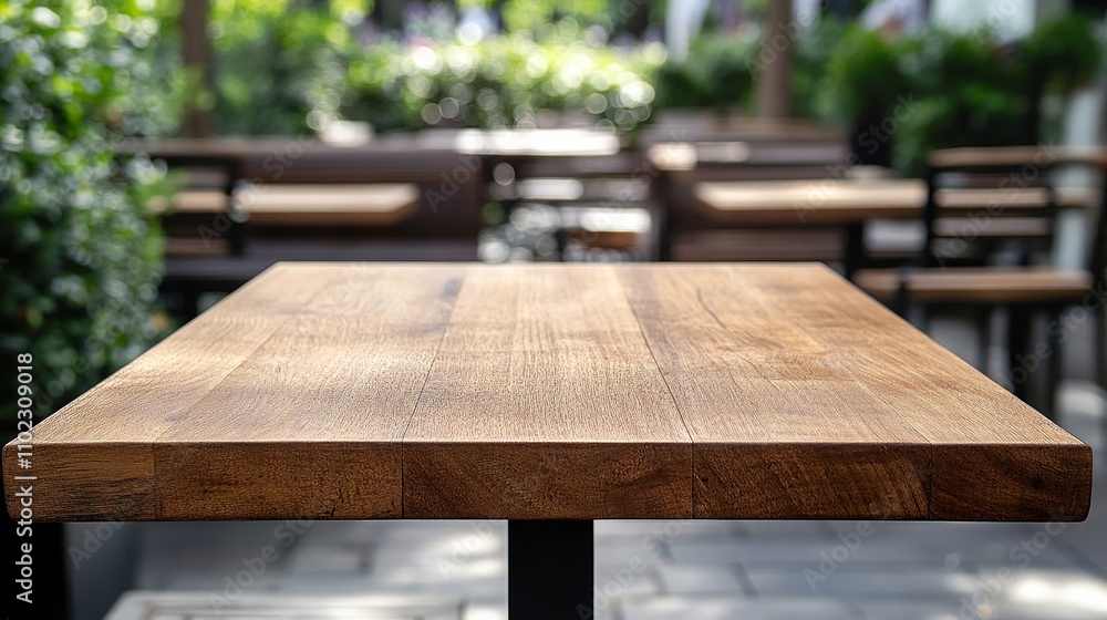 An empty wooden table with a blurred interior of an outdoor coffee shop or cafe in the background. The warm wood tones of the table contrast with the soft, out-of-focus ambiance of the cafe. An empty wooden table with a blurred interior of an outdoor coffee shop or cafe in the background. The warm wood tones of the table contrast with the soft, out-of-focus ambiance of the cafe.