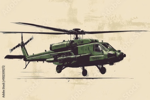 Military helicopter in flight showcasing advanced aerial capabilities and rugged design photo