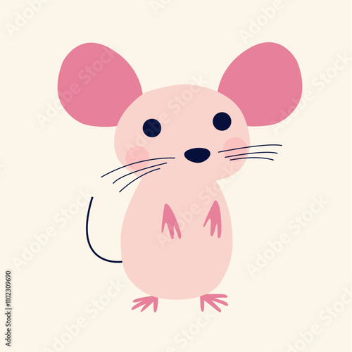 rato rosa vetorial simples e minimalista e fofo - ilustração infantil com cores femininas 