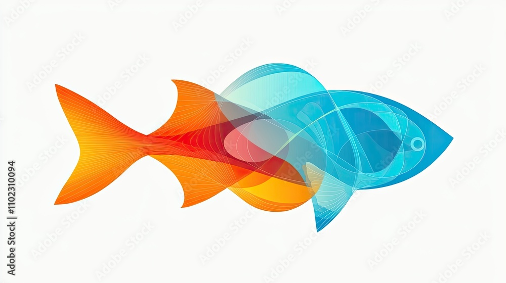 Colorful Abstract Fish Design with Gradient Swirls Representing Movement and Flow in a Creative Artistic Style Suitable for Modern Decor and Graphic Projects Colorful Abstract Fish Design with Gradient Swirls Representing Movement and Flow in a Creative Artistic Style Suitable for Modern Decor and Graphic Projects