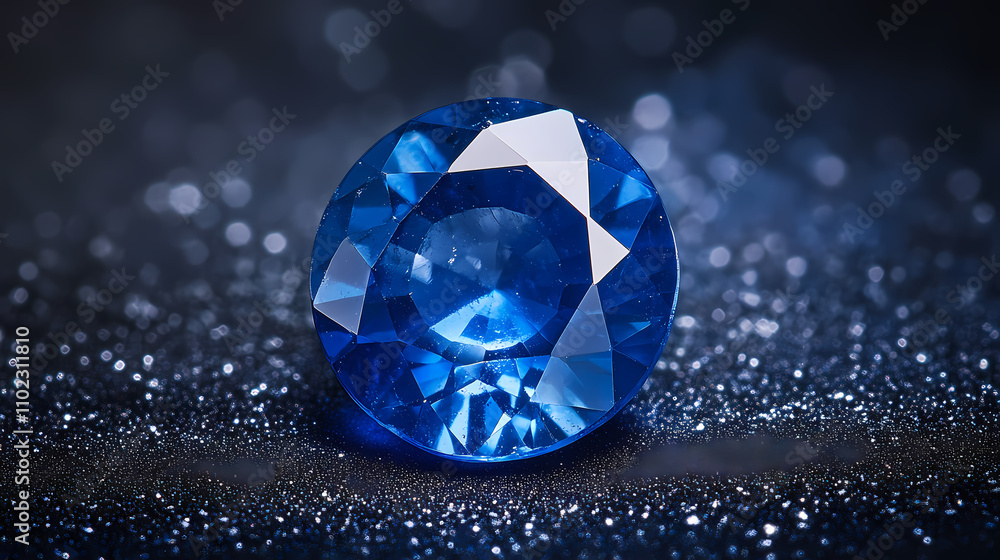 Close up of a natural blue sapphire on a black blue background. Cerulean. Illustration Close up of a natural blue sapphire on a black blue background. Cerulean. Illustration