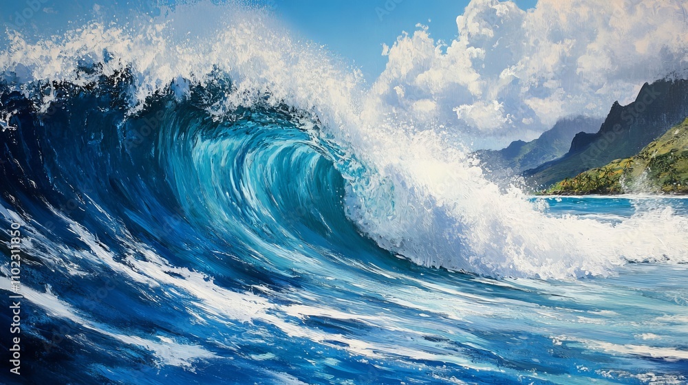A mighty Teahupo'o wave, renowned for its surfing, rises with crystal-clear blue waters and frothy white spray in French Polynesia. A mighty Teahupo'o wave, renowned for its surfing, rises with crystal-clear blue waters and frothy white spray in French Polynesia.