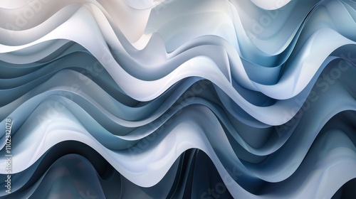 Fluid Abstract Composition with Wavy Lines and Organic Shapes