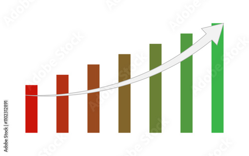 Financial graph shows with gradual increase with upeard curve arrow