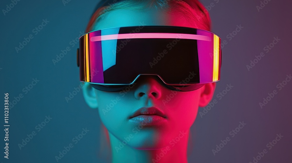 Cyberbullying affects internet safety. Futuristic woman in VR headset Cyberbullying affects internet safety. Futuristic woman in VR headset