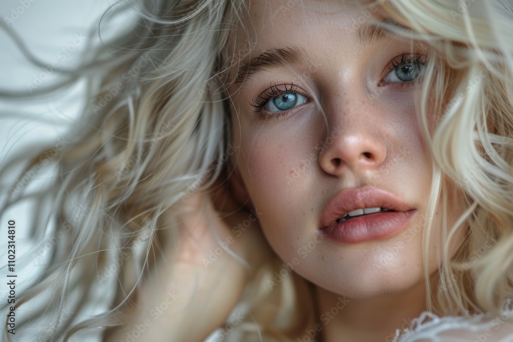 Young blonde model poses in stunning photoshoot. Young blonde model poses in stunning photoshoot.