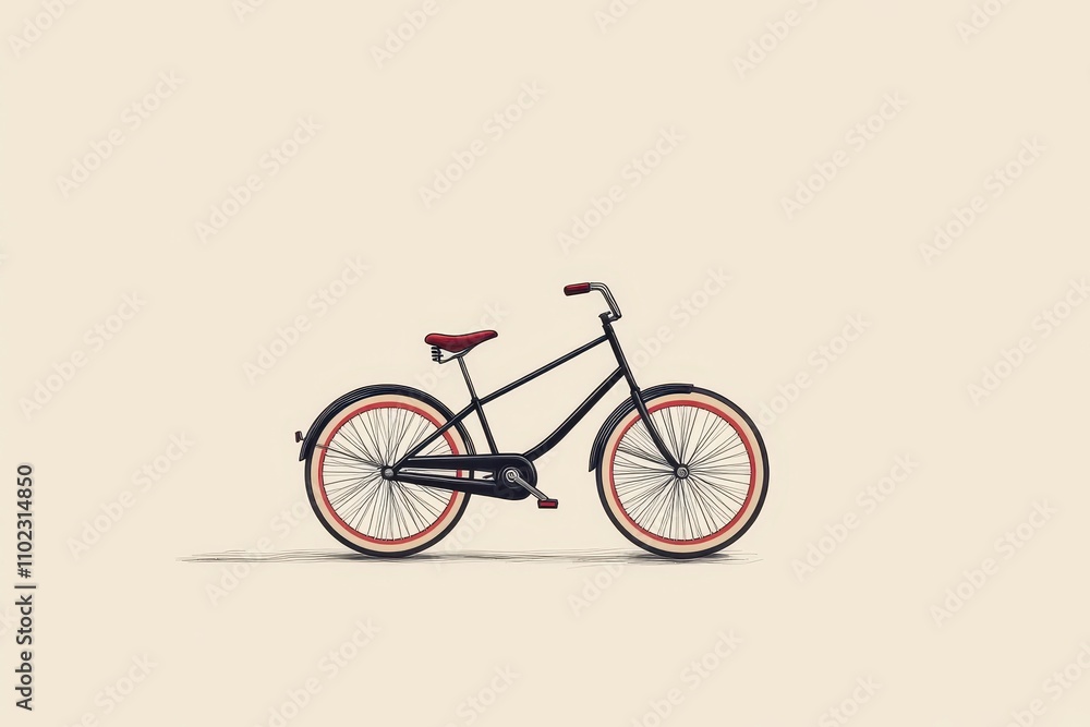 Stylish black bicycle with red accents against a neutral background Stylish black bicycle with red accents against a neutral background