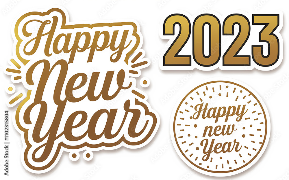 set of labels, Happy new year wishes greeting card template, graphic design illustration wallpaper set of labels, Happy new year wishes greeting card template, graphic design illustration wallpaper