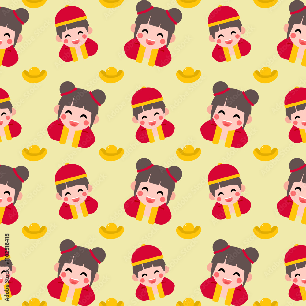 Colorful repeatable pattern of Lunar New Year icons. Colorful repeatable pattern of Lunar New Year icons.