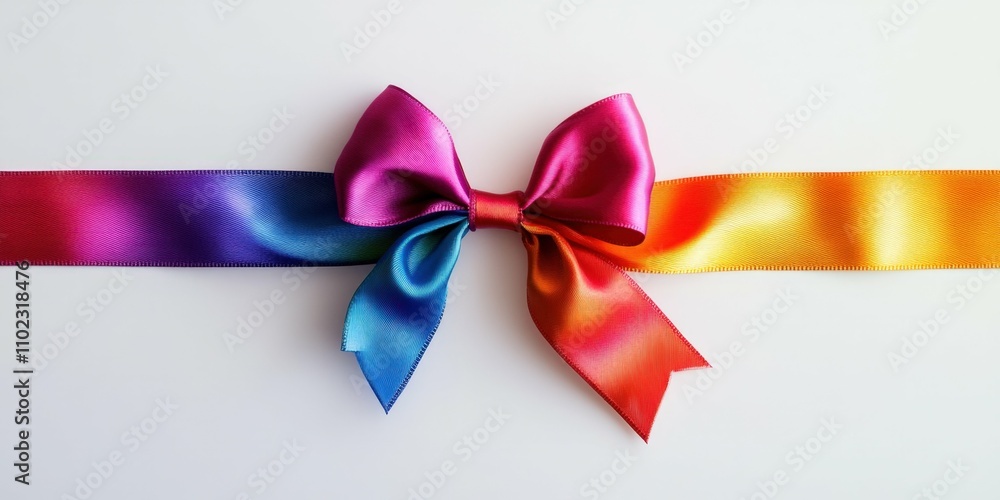 Vibrant rainbow ribbon tied in a decorative bow symbol of inclusivity isolated on white background soft studio lighting Vibrant rainbow ribbon tied in a decorative bow symbol of inclusivity isolated on white background soft studio lighting