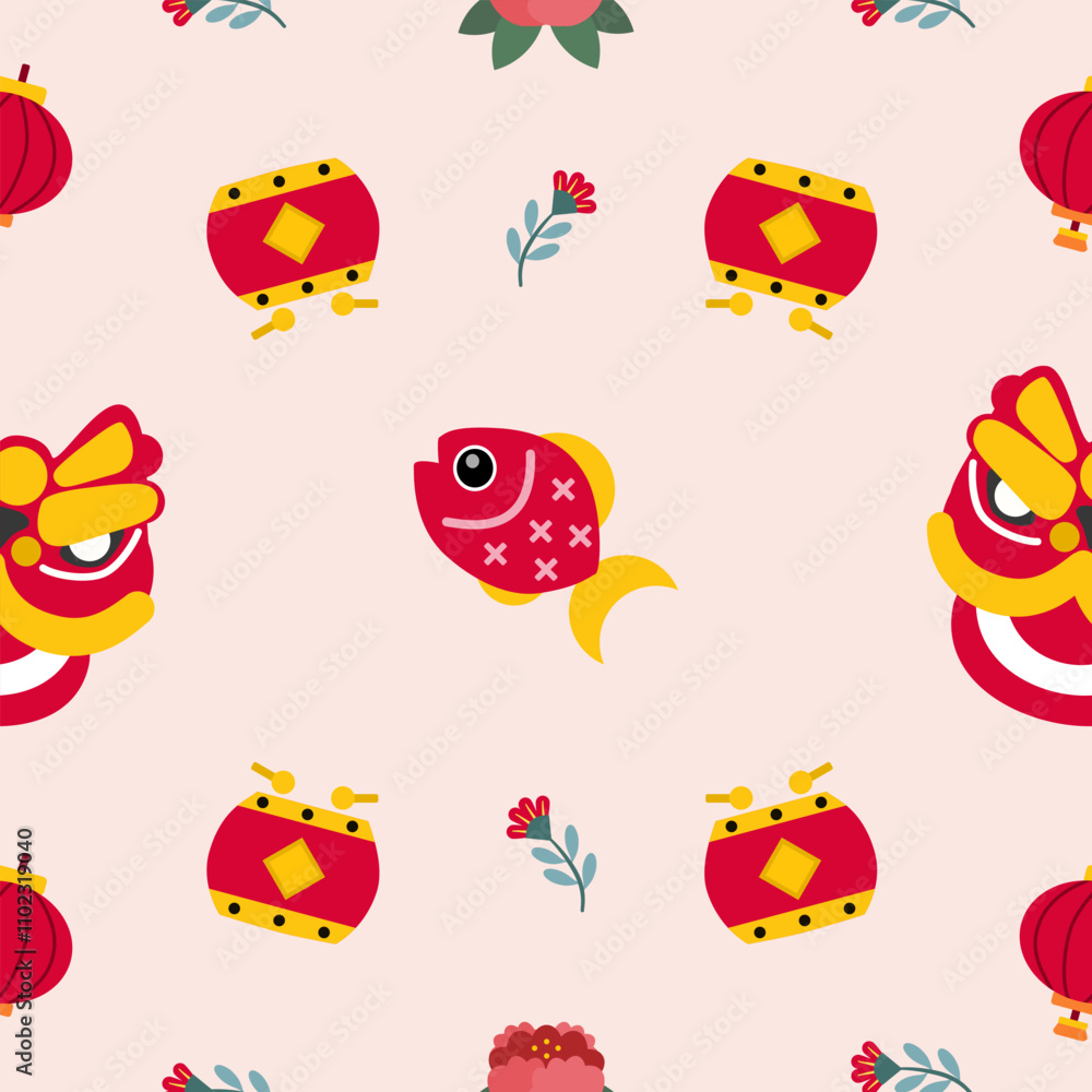 Chinese new year pattern seamless, pastel color Chinese new year pattern seamless, pastel color