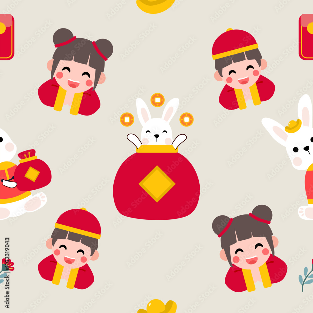 Chinese new year pattern seamless, pastel color