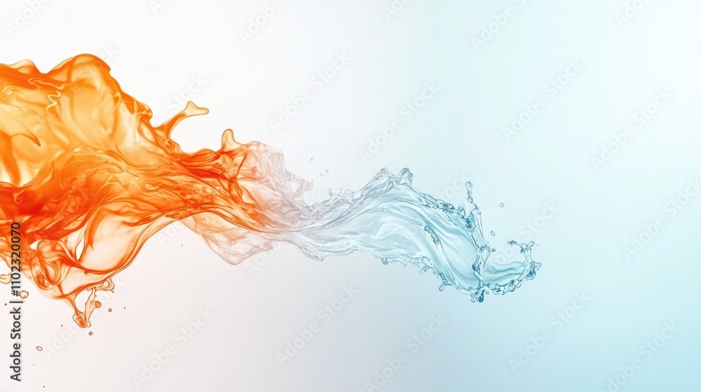Fototapeta premium Dynamic Flow of Colorful Liquid with Orange and Blue Gradient, Abstract Design for Artistic Backgrounds, Concepts of Fluidity, Motion, and Energy
