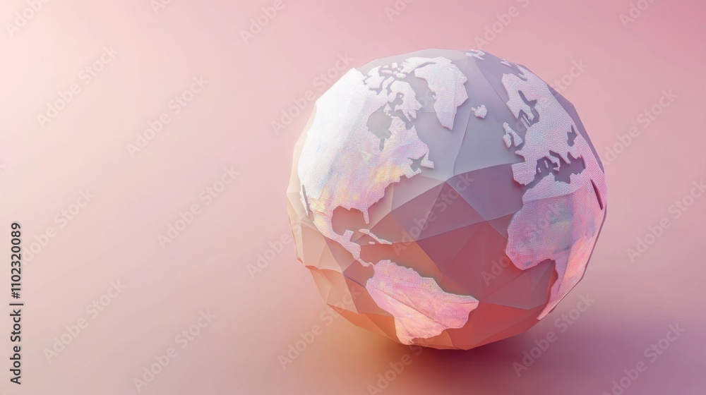 A Stunning Polygonal Earth Globe Design in Pastel Pink Tones A Stunning Polygonal Earth Globe Design in Pastel Pink Tones