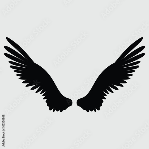 A Wing Black Silhouette Vector Clipart Free