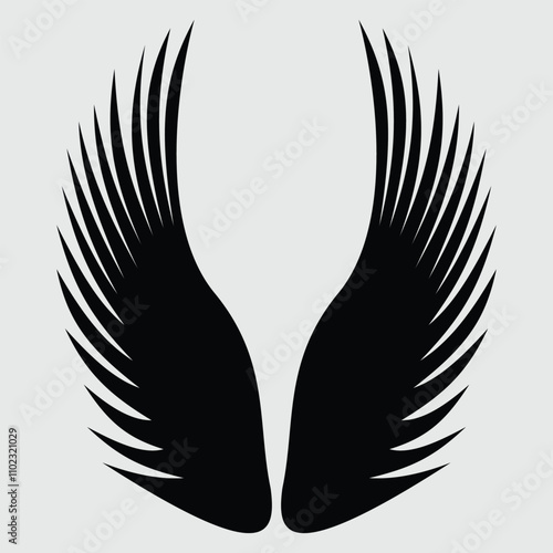 A Wing Black Silhouette Vector Clipart Free