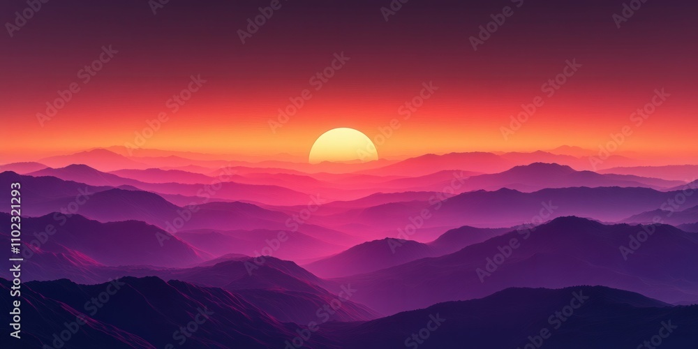 Obraz premium Purple and orange sunset with soft clouds smooth gradients calming atmosphere natural lighting high detail