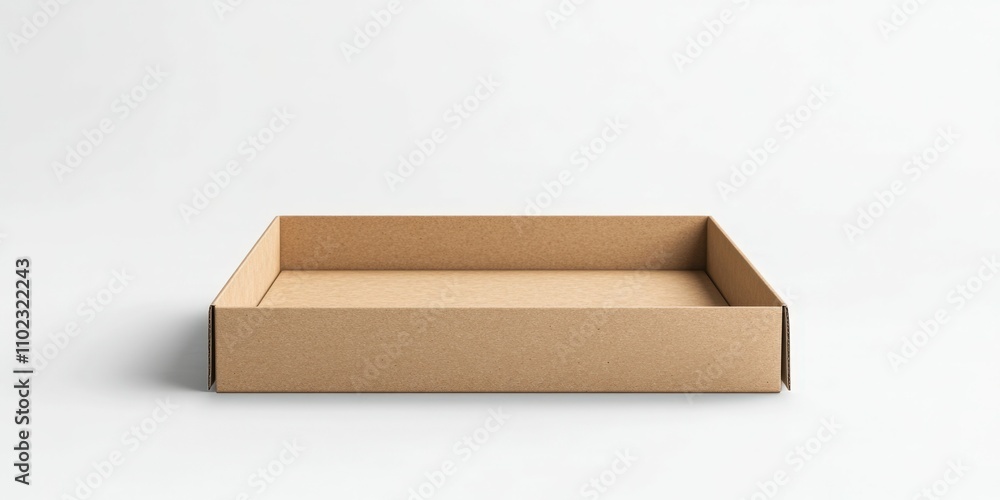 Simple open cardboard box with clean edges on a white background minimalistic packaging concept evenly lit in a studio environment Simple open cardboard box with clean edges on a white background minimalistic packaging concept evenly lit in a studio environment