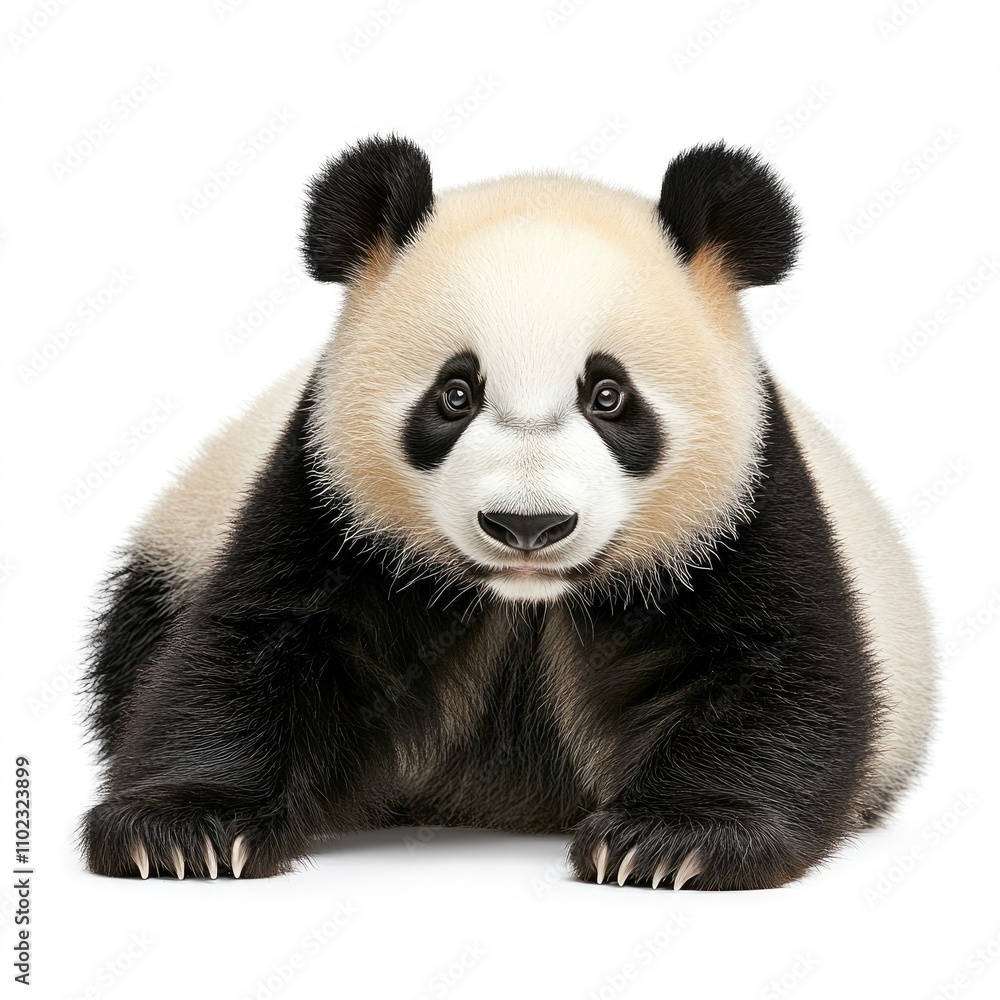 Cute and Playful Panda Sitting Upright with a Charming Expression, Showcasing Its Distinctive Black and White Fur in a Warm and Inviting Setting Cute and Playful Panda Sitting Upright with a Charming Expression, Showcasing Its Distinctive Black and White Fur in a Warm and Inviting Setting