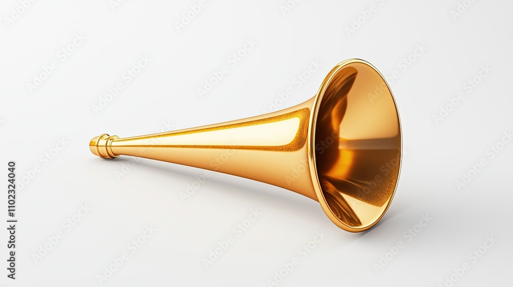 Golden Horn Musical Instrument on White Background, Perfect for Celebrations, Parades, or Events, Symbolizing Joy, Music, and Festivity in a Vibrant and Eye-Catching Design Golden Horn Musical Instrument on White Background, Perfect for Celebrations, Parades, or Events, Symbolizing Joy, Music, and Festivity in a Vibrant and Eye-Catching Design